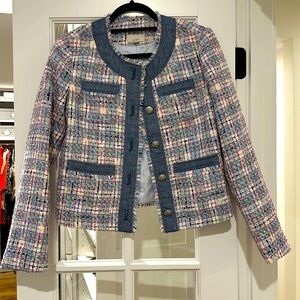 LOFT Denim and Tweed Pastel Blazer NWOT Size XS